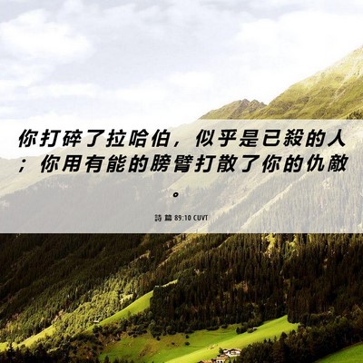 Picture 06 - 詩 篇 89:10 CUVT - 你 打 碎 了 拉 哈 伯 ， 似 乎 是 已 - Bible Verse Picture