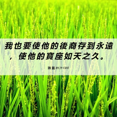 Picture 06 - 詩 篇 89:29 CUVT - 我 也 要 使 他 的 後 裔 存 到 永 遠 - Bible Verse Picture