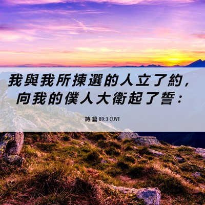 Picture 06 - 詩 篇 89:3 CUVT - 我 與 我 所 揀 選 的 人 立 了 約 ， - Bible Verse Picture