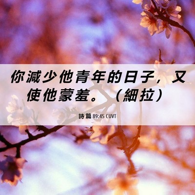 Picture 06 - 詩 篇 89:45 CUVT - 你 減 少 他 青 年 的 日 子 ， 又 使 - Bible Verse Picture