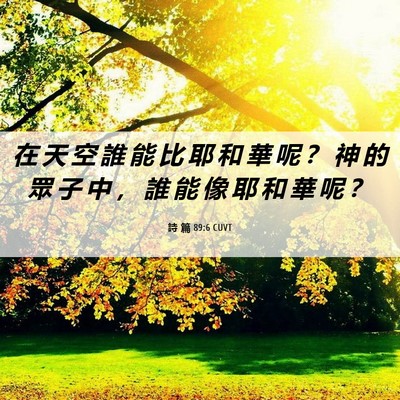Picture 06 - 詩 篇 89:6 CUVT - 在 天 空 誰 能 比 耶 和 華 呢 ？ 神 - Bible Verse Picture