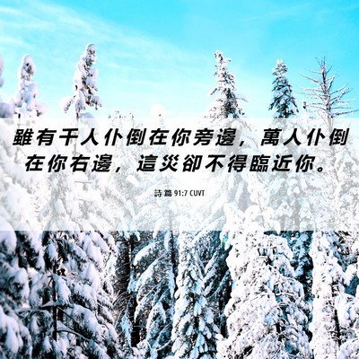 Picture 06 - 詩 篇 91:7 CUVT - 雖 有 千 人 仆 倒 在 你 旁 邊 ， 萬 - Bible Verse Picture