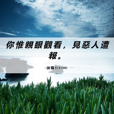 Picture 06 - 詩 篇 91:8 CUVT - 你 惟 親 眼 觀 看 ， 見 惡 人 遭 報 - Bible Verse Picture
