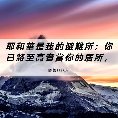 Picture 06 - 詩 篇 91:9 CUVT - 耶 和 華 是 我 的 避 難 所 ； 你 已 - Bible Verse Picture