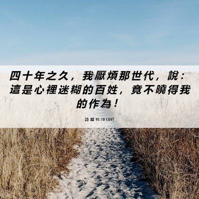 Picture 06 - 詩 篇 95:10 CUVT - 四 十 年 之 久 ， 我 厭 煩 那 世 代 - Bible Verse Picture