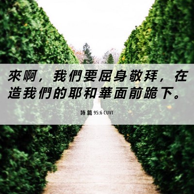 Picture 06 - 詩 篇 95:6 CUVT - 來 啊 ， 我 們 要 屈 身 敬 拜 ， 在 - Bible Verse Picture