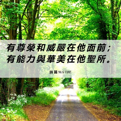 Picture 06 - 詩 篇 96:6 CUVT - 有 尊 榮 和 威 嚴 在 他 面 前 ； 有 - Bible Verse Picture