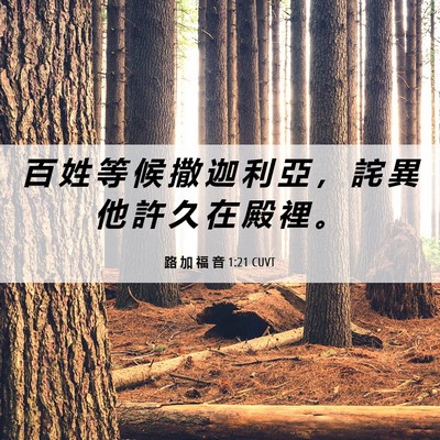 Picture 06 - 路 加 福 音 1:21 CUVT - 百 姓 等 候 撒 迦 利 亞 ， 詫 異 他 - Bible Verse Picture