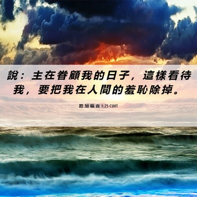Picture 06 - 路 加 福 音 1:25 CUVT - 說 ： 主 在 眷 顧 我 的 日 子 ， 這 - Bible Verse Picture