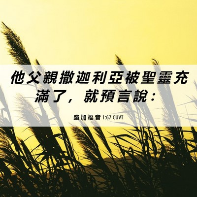 Picture 06 - 路 加 福 音 1:67 CUVT - 他 父 親 撒 迦 利 亞 被 聖 靈 充 滿 - Bible Verse Picture