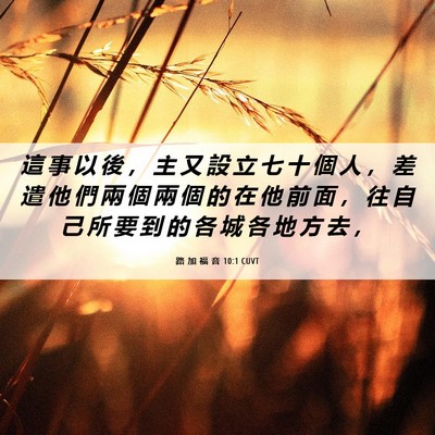 Picture 06 - 路 加 福 音 10:1 CUVT - 這 事 以 後 ， 主 又 設 立 七 十 個 - Bible Verse Picture