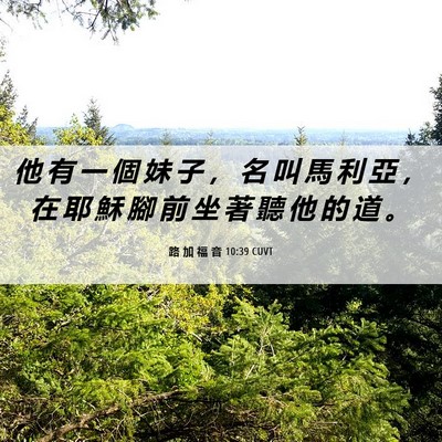 Picture 06 - 路 加 福 音 10:39 CUVT - 他 有 一 個 妹 子 ， 名 叫 馬 利 亞 - Bible Verse Picture