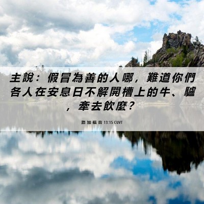 Picture 06 - 路 加 福 音 13:15 CUVT - 主 說 ： 假 冒 為 善 的 人 哪 ， 難 - Bible Verse Picture