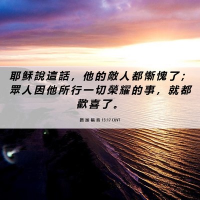 Picture 06 - 路 加 福 音 13:17 CUVT - 耶 穌 說 這 話 ， 他 的 敵 人 都 慚 - Bible Verse Picture