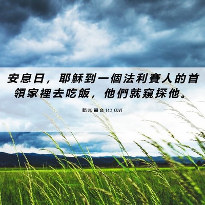 Picture 06 - 路 加 福 音 14:1 CUVT - 安 息 日 ， 耶 穌 到 一 個 法 利 賽 - Bible Verse Picture