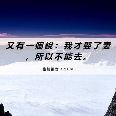 Picture 06 - 路 加 福 音 14:20 CUVT - 又 有 一 個 說 ： 我 才 娶 了 妻 ， - Bible Verse Picture