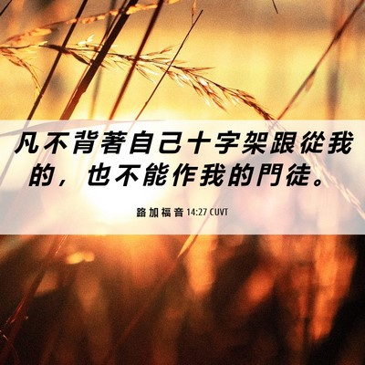 Picture 06 - 路 加 福 音 14:27 CUVT - 凡 不 背 著 自 己 十 字 架 跟 從 我 - Bible Verse Picture