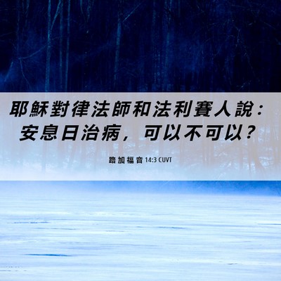 Picture 06 - 路 加 福 音 14:3 CUVT - 耶 穌 對 律 法 師 和 法 利 賽 人 說 - Bible Verse Picture