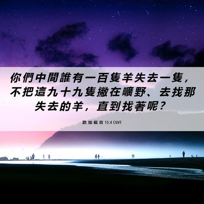 Picture 06 - 路 加 福 音 15:4 CUVT - 你 們 中 間 誰 有 一 百 隻 羊 失 去 - Bible Verse Picture