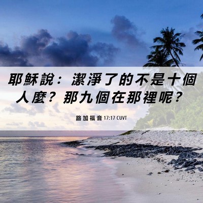 Picture 06 - 路 加 福 音 17:17 CUVT - 耶 穌 說 ： 潔 淨 了 的 不 是 十 個 - Bible Verse Picture