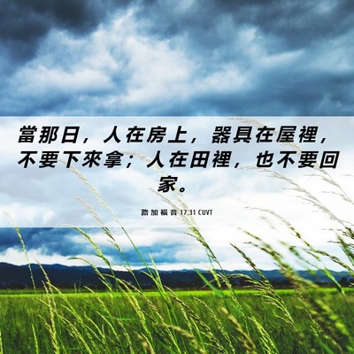 Picture 06 - 路 加 福 音 17:31 CUVT - 當 那 日 ， 人 在 房 上 ， 器 具 在 - Bible Verse Picture