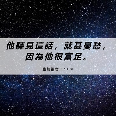 Picture 06 - 路 加 福 音 18:23 CUVT - 他 聽 見 這 話 ， 就 甚 憂 愁 ， 因 - Bible Verse Picture