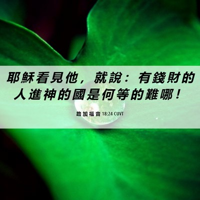 Picture 06 - 路 加 福 音 18:24 CUVT - 耶 穌 看 見 他 ， 就 說 ： 有 錢 財 - Bible Verse Picture