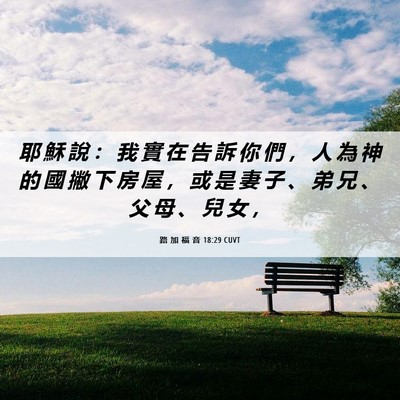 Picture 06 - 路 加 福 音 18:29 CUVT - 耶 穌 說 ： 我 實 在 告 訴 你 們 ， - Bible Verse Picture