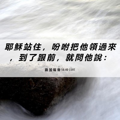 Picture 06 - 路 加 福 音 18:40 CUVT - 耶 穌 站 住 ， 吩 咐 把 他 領 過 來 - Bible Verse Picture