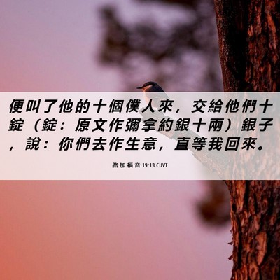 Picture 06 - 路 加 福 音 19:13 CUVT - 便 叫 了 他 的 十 個 僕 人 來 ， 交 - Bible Verse Picture