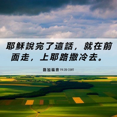 Picture 06 - 路 加 福 音 19:28 CUVT - 耶 穌 說 完 了 這 話 ， 就 在 前 面 - Bible Verse Picture