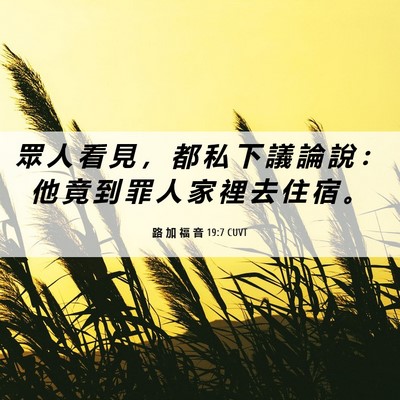Picture 06 - 路 加 福 音 19:7 CUVT - 眾 人 看 見 ， 都 私 下 議 論 說 ： - Bible Verse Picture