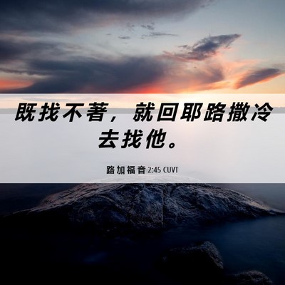 Picture 06 - 路 加 福 音 2:45 CUVT - 既 找 不 著 ， 就 回 耶 路 撒 冷 去 - Bible Verse Picture