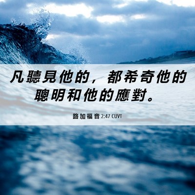 Picture 06 - 路 加 福 音 2:47 CUVT - 凡 聽 見 他 的 ， 都 希 奇 他 的 聰 - Bible Verse Picture