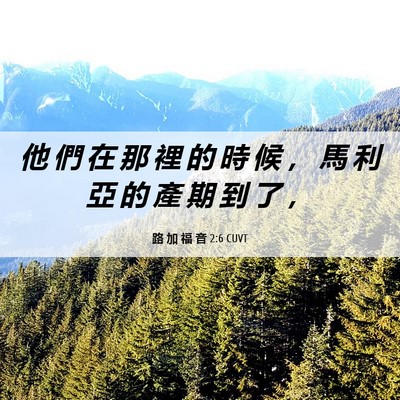 Picture 06 - 路 加 福 音 2:6 CUVT - 他 們 在 那 裡 的 時 候 ， 馬 利 亞 - Bible Verse Picture