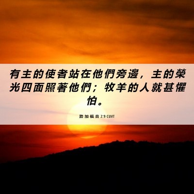 Picture 06 - 路 加 福 音 2:9 CUVT - 有 主 的 使 者 站 在 他 們 旁 邊 ， - Bible Verse Picture