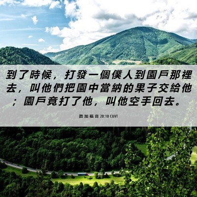 Picture 06 - 路 加 福 音 20:10 CUVT - 到 了 時 候 ， 打 發 一 個 僕 人 到 - Bible Verse Picture