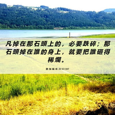 Picture 06 - 路 加 福 音 20:18 CUVT - 凡 掉 在 那 石 頭 上 的 ， 必 要 跌 - Bible Verse Picture