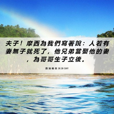 Picture 06 - 路 加 福 音 20:28 CUVT - 夫 子 ！ 摩 西 為 我 們 寫 著 說 ： - Bible Verse Picture