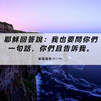 Picture 06 - 路 加 福 音 20:3 CUVT - 耶 穌 回 答 說 ： 我 也 要 問 你 們 - Bible Verse Picture