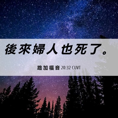 Picture 06 - 路 加 福 音 20:32 CUVT - 後 來 婦 人 也 死 了 - Bible Verse Picture