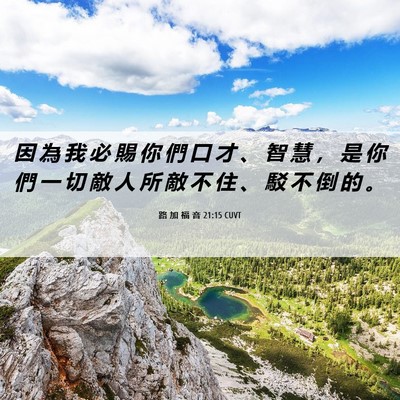Picture 06 - 路 加 福 音 21:15 CUVT - 因 為 我 必 賜 你 們 口 才 、 智 慧 - Bible Verse Picture