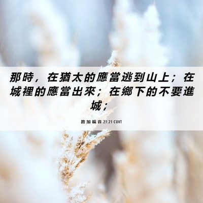 Picture 06 - 路 加 福 音 21:21 CUVT - 那 時 ， 在 猶 太 的 應 當 逃 到 山 - Bible Verse Picture