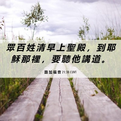Picture 06 - 路 加 福 音 21:38 CUVT - 眾 百 姓 清 早 上 聖 殿 ， 到 耶 穌 - Bible Verse Picture