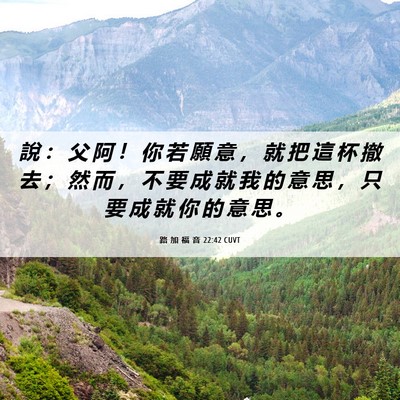 Picture 06 - 路 加 福 音 22:42 CUVT - 說 ： 父 阿 ！ 你 若 願 意 ， 就 把 - Bible Verse Picture