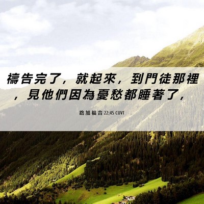 Picture 06 - 路 加 福 音 22:45 CUVT - 禱 告 完 了 ， 就 起 來 ， 到 門 徒 - Bible Verse Picture