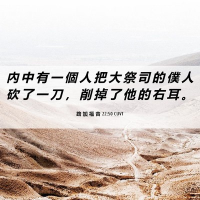 Picture 06 - 路 加 福 音 22:50 CUVT - 內 中 有 一 個 人 把 大 祭 司 的 僕 - Bible Verse Picture