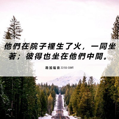 Picture 06 - 路 加 福 音 22:55 CUVT - 他 們 在 院 子 裡 生 了 火 ， 一 同 - Bible Verse Picture