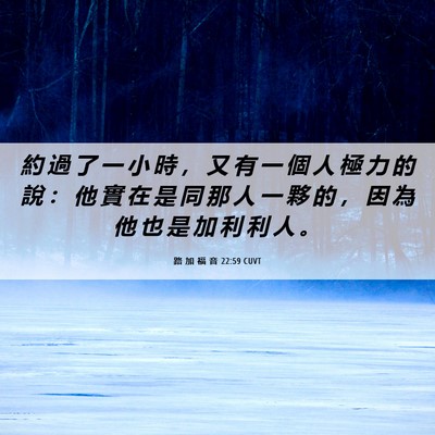 Picture 06 - 路 加 福 音 22:59 CUVT - 約 過 了 一 小 時 ， 又 有 一 個 人 - Bible Verse Picture