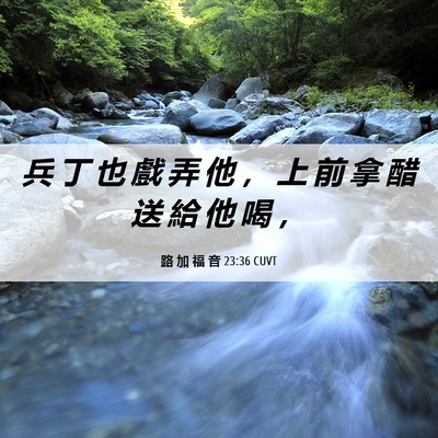 Picture 06 - 路 加 福 音 23:36 CUVT - 兵 丁 也 戲 弄 他 ， 上 前 拿 醋 送 - Bible Verse Picture